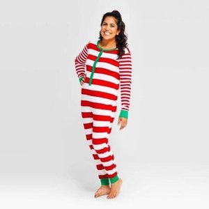 Lot of 5 Women's Target Wondershop One Piece Pajamas Red & White Striped
